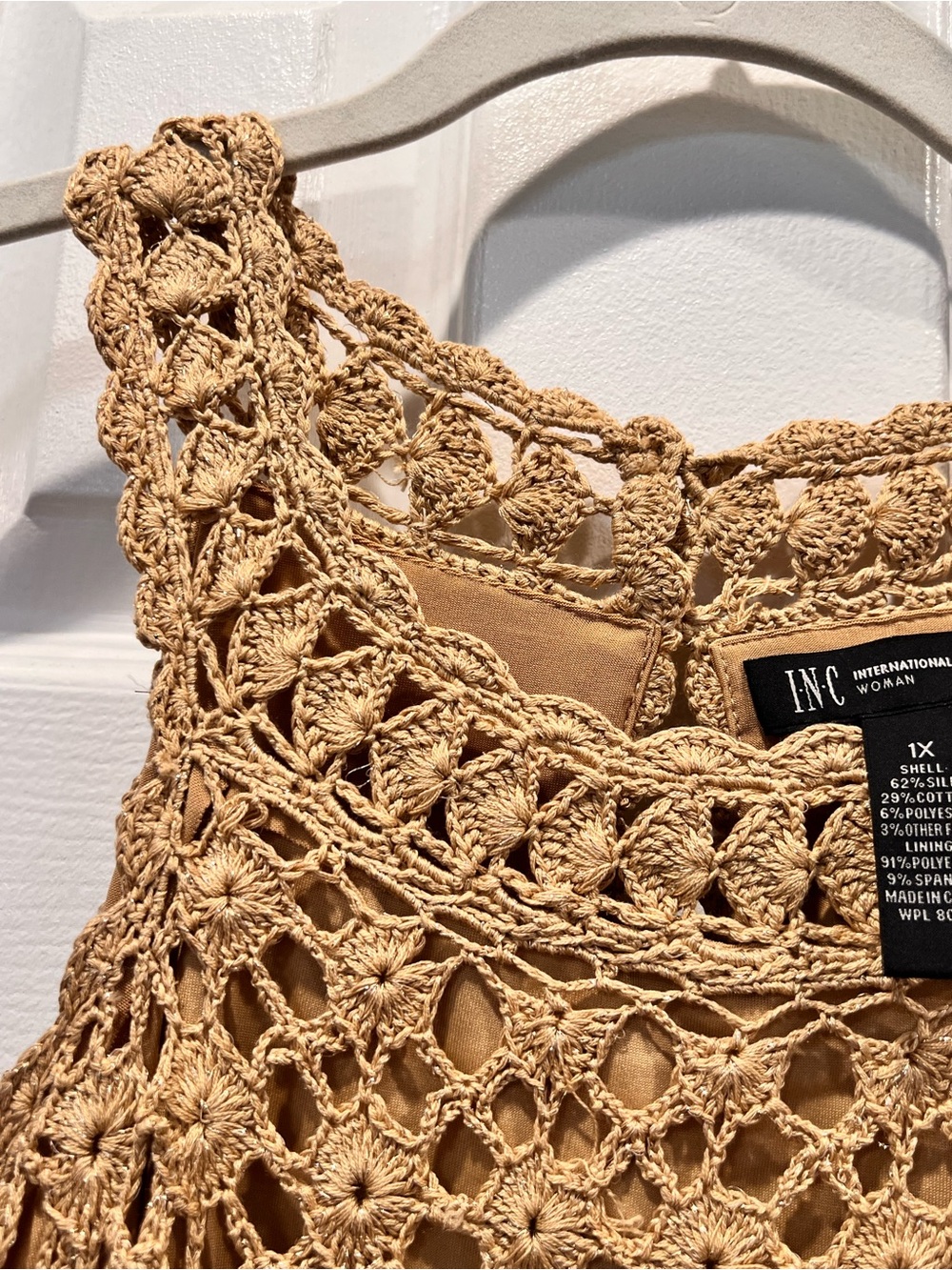 INC Metallic Gold Crochet Tank Top Plus Size 1X - Picture 4 of 5
